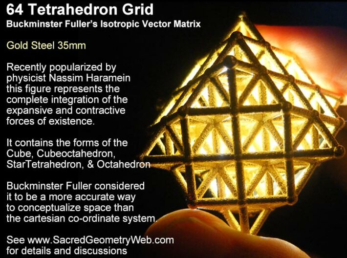 Sacred Geometry: 64 Grid Tetrahedron 35x1mm 3d printed