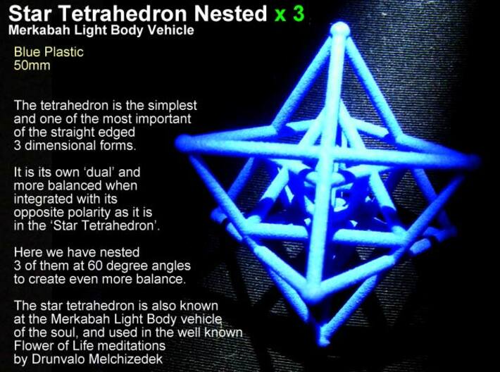 3 Merkabah Star Tetrahedrons Nested 50mm 3d printed 