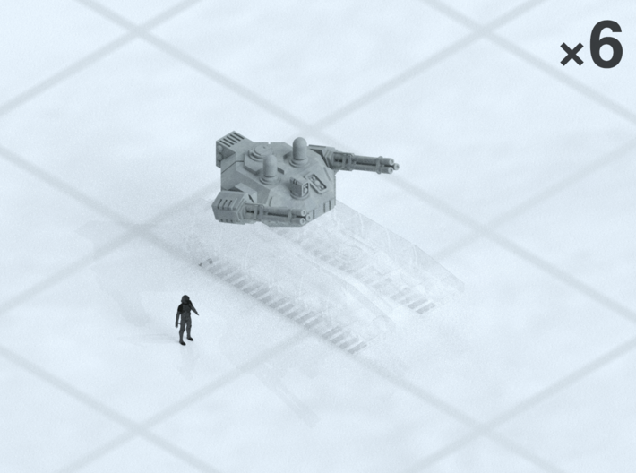 6mm Anti-Air Turrets (6) 3d printed Shown on 1&quot; grid with 6mm figure (not included) for scale.