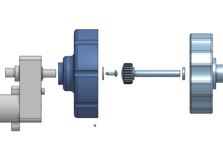 Rondinax Winder coupler - 51.6mm version 3d printed Assembly sketch. The coupler is retained by a screw and washer (source it yourself).