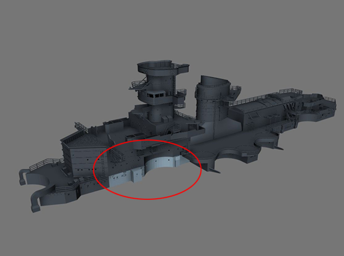 1/200 DKM Scharnhorst Fore Superstructure Deck Mid 3d printed 