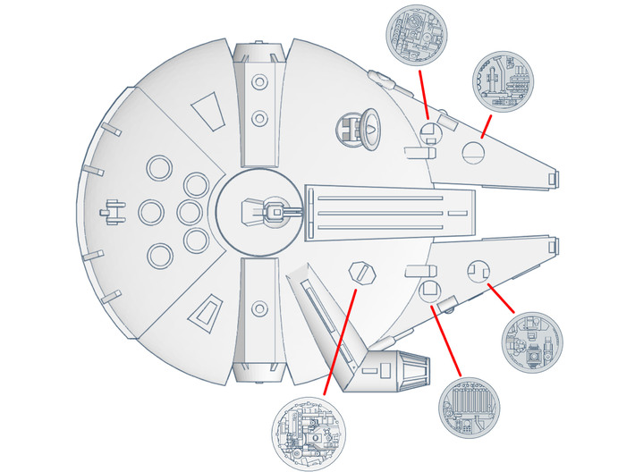 Bandai Falcon Maintenance Pits, 1:144 3d printed What goes where - top