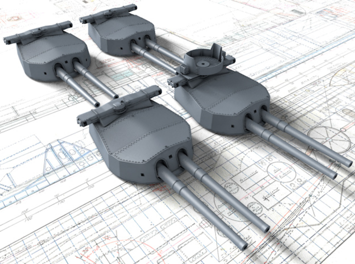 1/192 HMS Hood 15" (38.1 cm) Mark II Turrets 1941 3d printed 1/192 HMS Hood 15" (38.1 cm) Mark II Turrets 1941