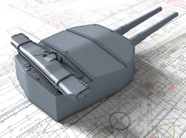 1/192 HMS Hood 15" (38.1 cm) Mark II Turrets 1941 3d printed 3d render showing A Turret detail