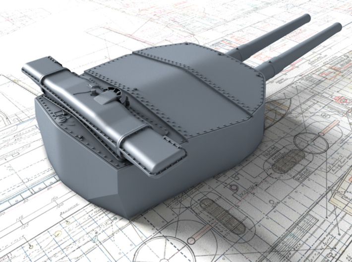 1/144 HMS Hood 15" (38.1 cm) Mark II Turrets 1920 3d printed 3d render showing B Turret detail