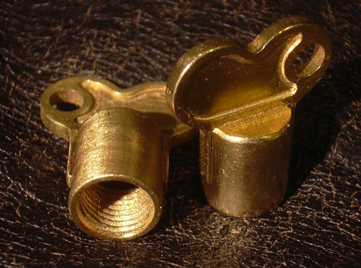 Winding Key earring valve caps 3d printed Printed - Raw Brass