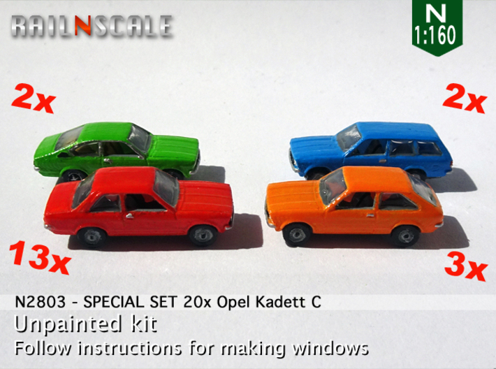 SPECIAL SET 20x Opel Kadett C (N 1:160) 3d printed 