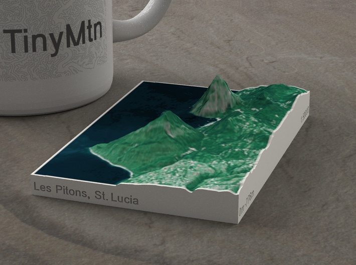 Les Pitons, St. Lucia, 1:50000 3d printed 