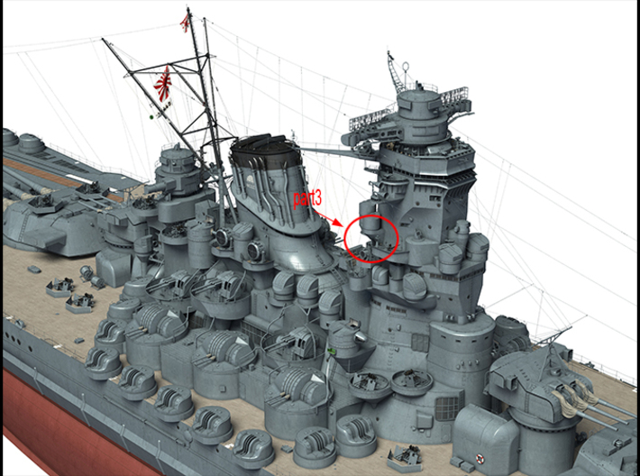 1/96 Yamato superstructures part3 3d printed