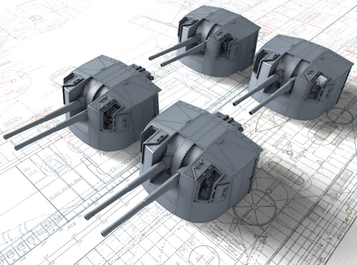 1/120 Tribal Class 4.7&quot; MKXII CPXIX Twin Mount x4 3d printed 1/120 Tribal Class 4.7&quot; MKXII CPXIX Twin Mount x4