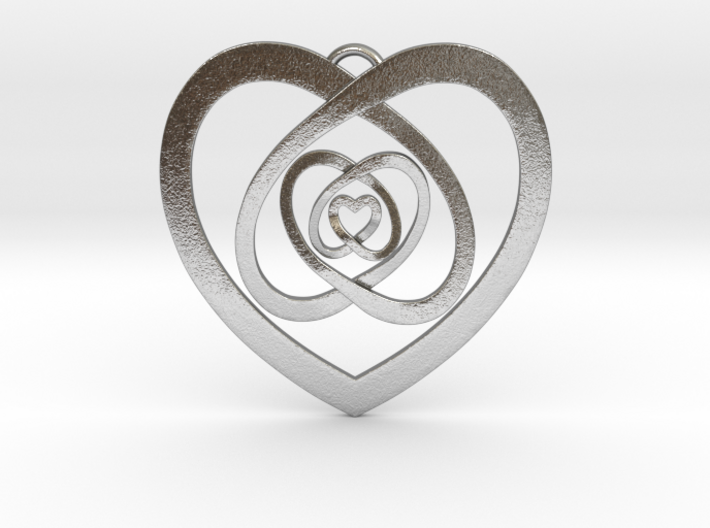 Nested Hearts Pendant 1&quot; 3d printed