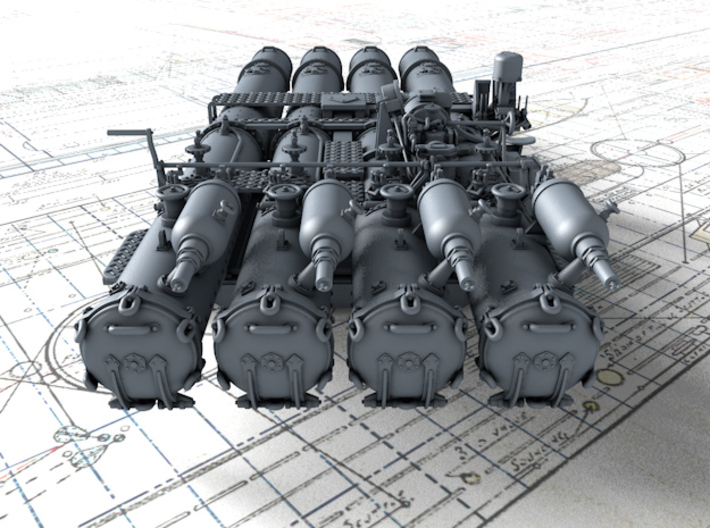 1/144 Royal Navy 21" Quad Torpedo Tubes x1 3d printed 3d render showing product detail