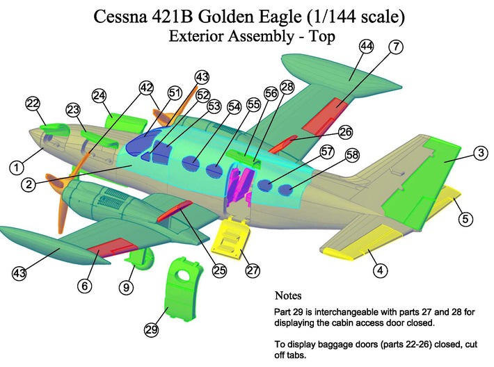 Cessna421B-144scale-03-Propellers-Stationary(2) 3d printed 