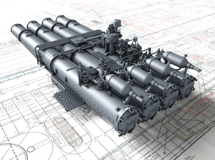1/72 Royal Navy 21" Quad Torpedo Tubes x1 3d printed 3d render showing product detail
