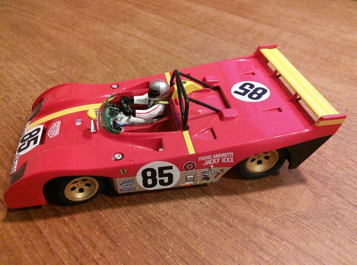 CK8 Chassis Kit for 1/32 Scale 2.4ghz RC Mag Steer 3d printed Ferrari 312 PB built from CK8 and Slot.it slot car kit.