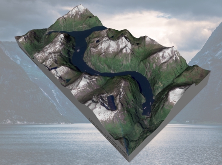 Geirangerfjord / Geirangerfjorden Map, Norway 3d printed