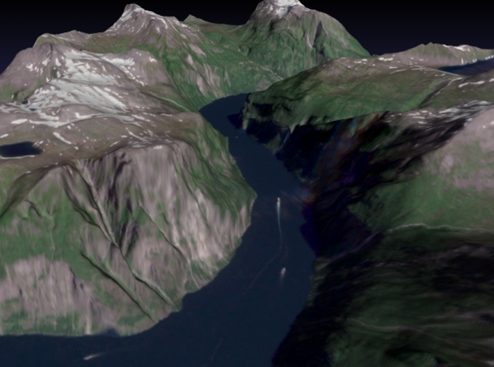 Geirangerfjord / Geirangerfjorden Map, Norway 3d printed 