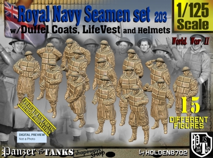 1/125 Royal Navy D-Coat+Lifevst Set203 3d printed