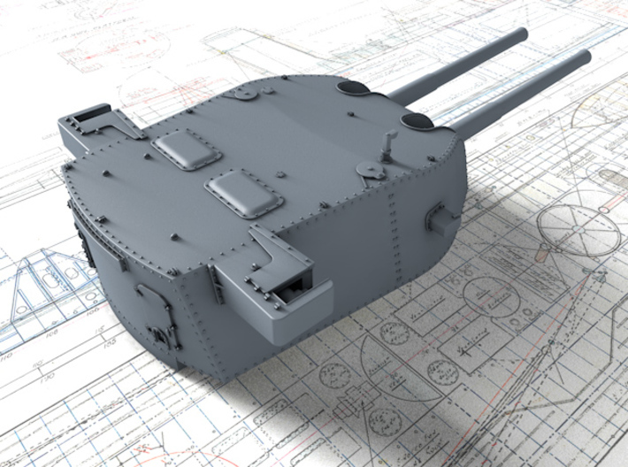1/200 HMAS Canberra 8"/50 MKVIII Guns 1942 3d printed 3d render showing A and Y Turret detail