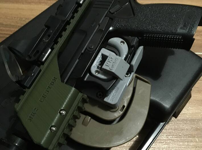 Mk23 Trigger Holster RH 3d printed A photo of a grey left-handed one I printed at home.