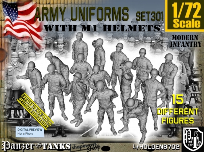 1/72 Modern Uniforms M1 Helmets Set301 3d printed