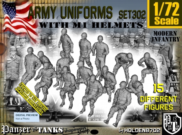 1/72 Modern Uniforms M1 Helmets Set302 3d printed