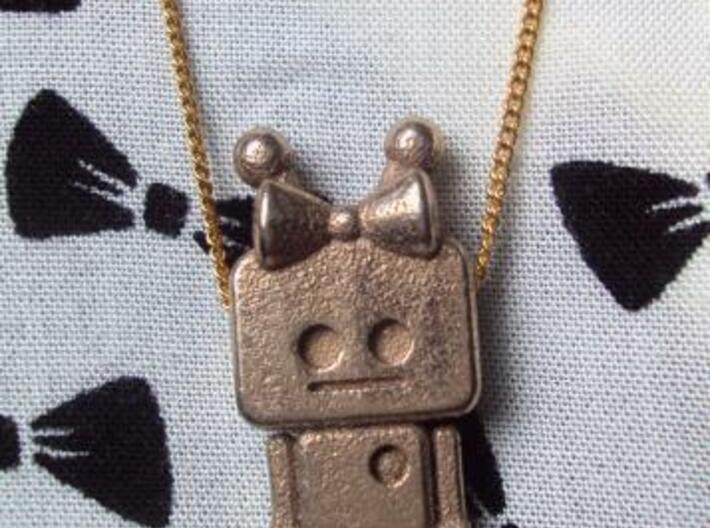 tiny Girl Robot pendant 3d printed Stainless Steel