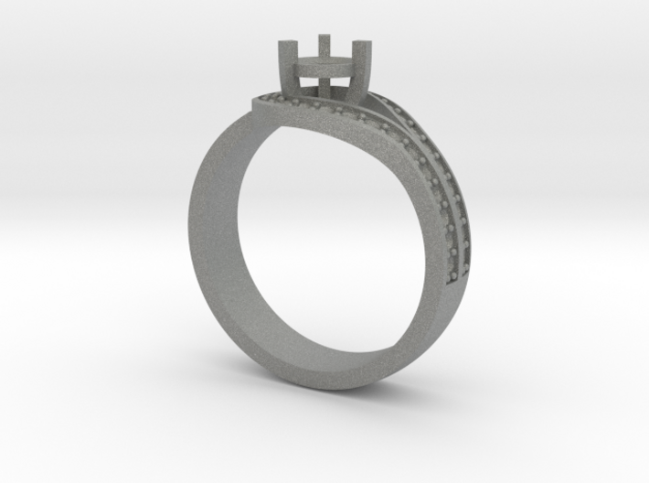 Elegant ring with curved halo 3d printed