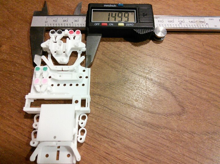 CK8 Chassis Kit for 1/32 Scale 2.4ghz RC Mag Steer 3d printed Width of frame where steering knuckles are mounted is about 1.50”. 