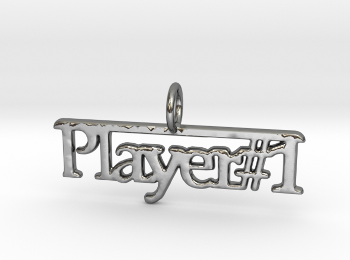 Player 1 gamers pendant necklace 3d printed
