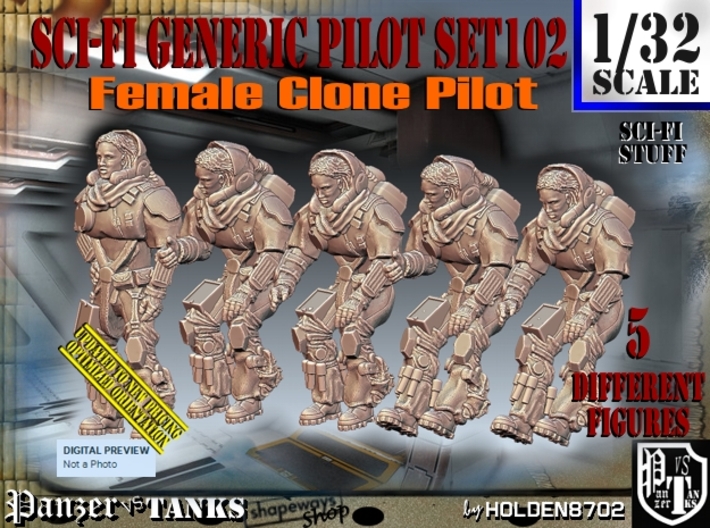 1/32 Sci-Fi Generic Female Pilot Set102 3d printed