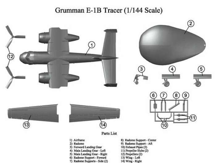 Grumman-E-1B-144Scale-01-Airframe 3d printed 