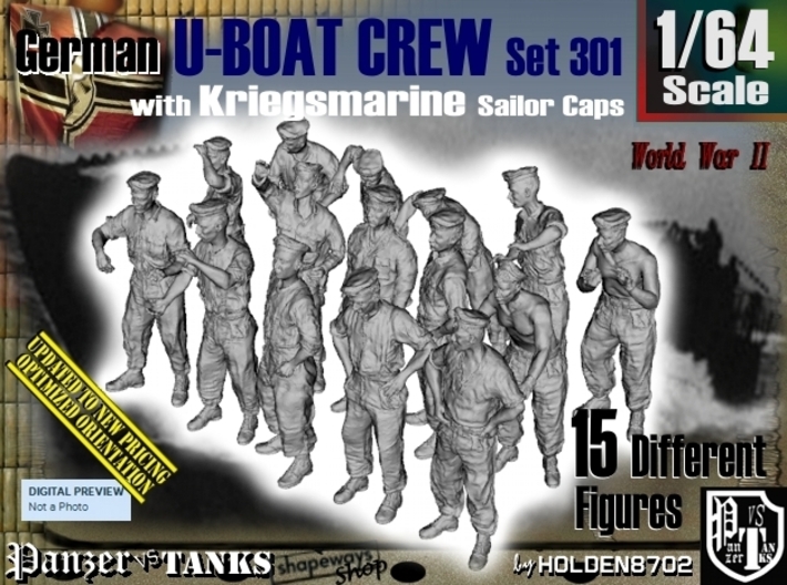 1/64 German U-Boot Crew Set301 3d printed