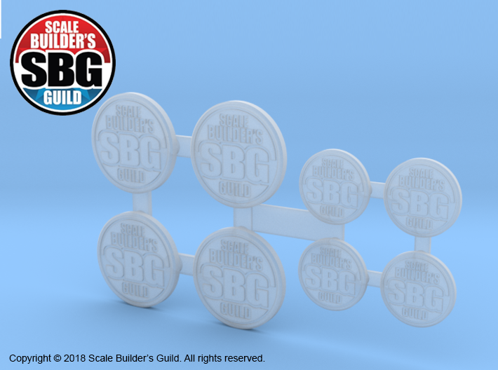 JK17021 Scale Builders Guild badges 3d printed Image shows how parts come from factory.