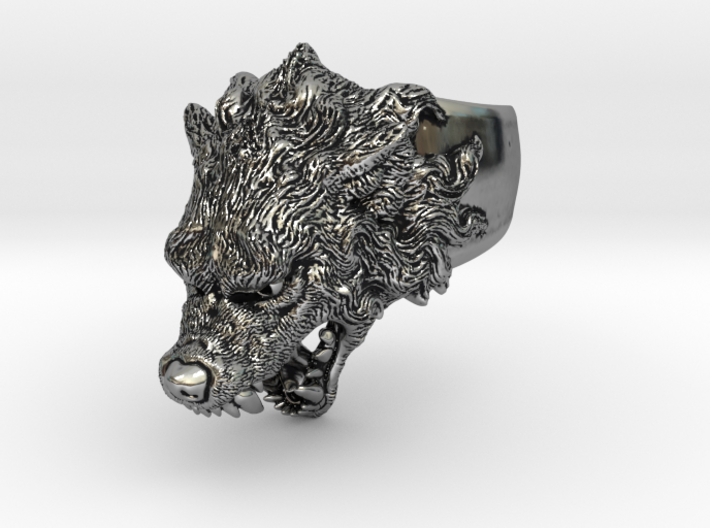 Hungry Wolf Ring 3d printed