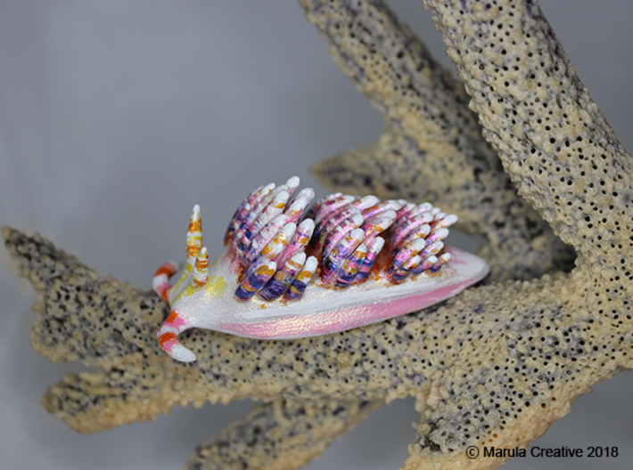 Diva the Nudibranch 3d printed Hand Painted White Strong &amp; Flexible Polished