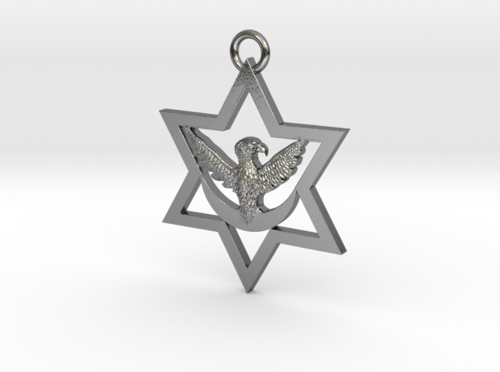 Six Pointed Eagle and Star Pendant 3d printed 