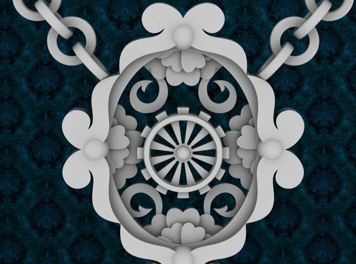 Queen Of Steam 3d printed Steampunk Art Nouveau Necklace