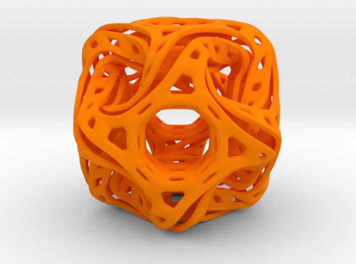 Ported looped drilled cube pendant 3d printed