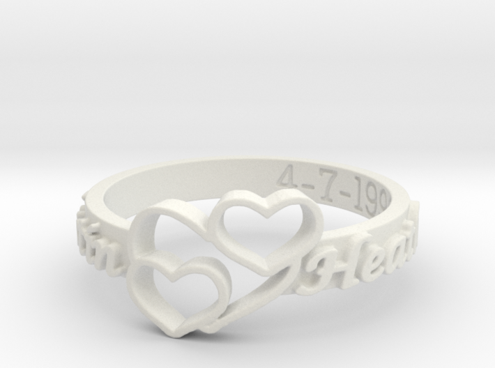 Anniversary Ring with Triple Heart - April 7, 1990 3d printed
