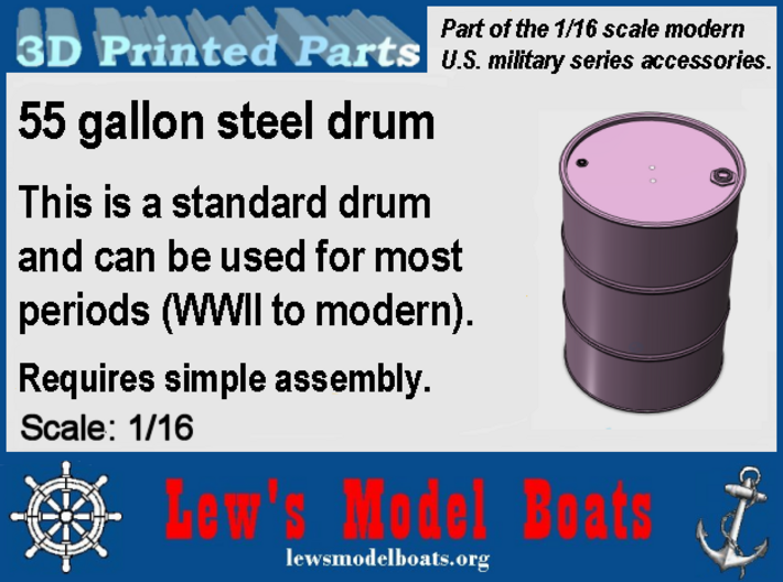 55 Gallon Drum 1/16 scale 3d printed