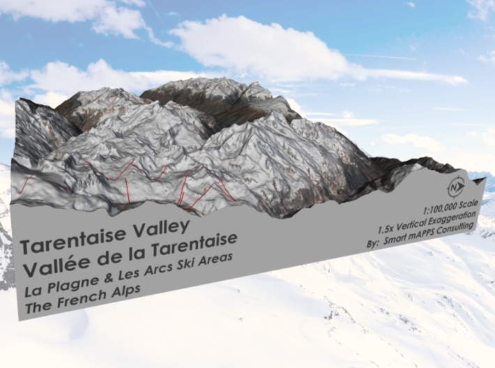 La Plagne and Les Arcs Ski Areas 3d printed 