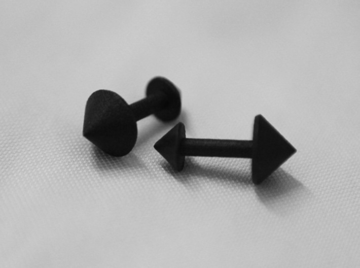 Spike Cufflinks 3d printed Spike Cufflinks in Matte Black Steel 