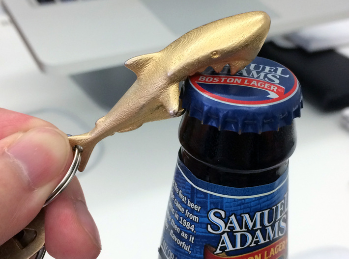 Shark Bottle Opener 3d printed Matte Gold Steel 