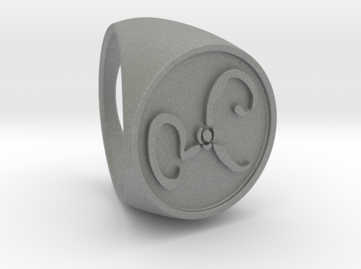 Yellow Sign Signet Ring Size 16 3d printed