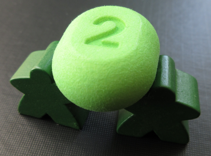 Two-sided dice 3d printed Die-bearing meeple duo not included