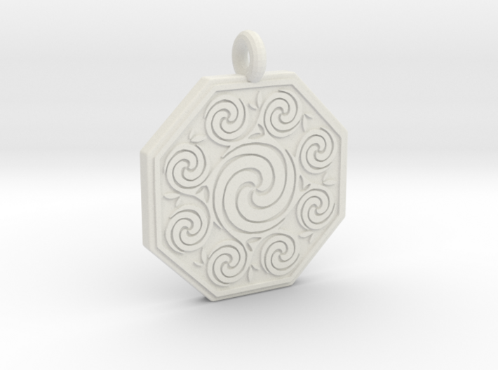 Celtic Spirals Octagonal Pendant  3d printed