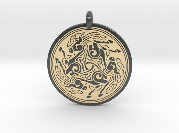 Horse  Round Celtic Pendant 3d printed