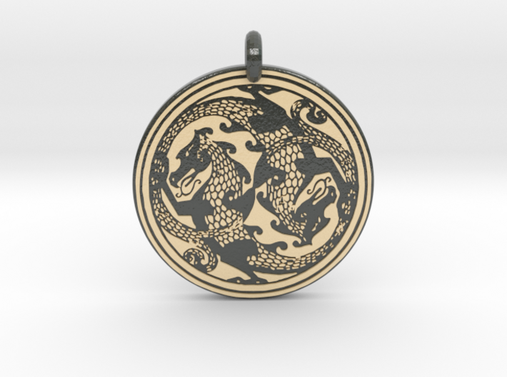 Dragon Celtic - Round Pendant 3d printed 