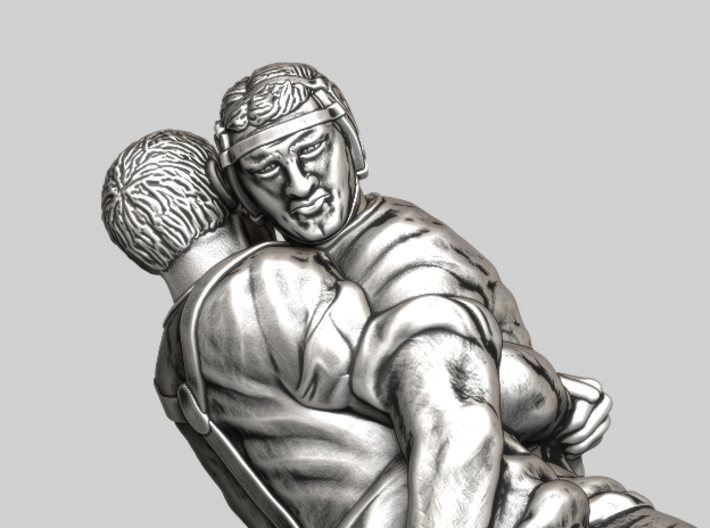 Swiss wrestling - 65mm high 3d printed Antique Silver